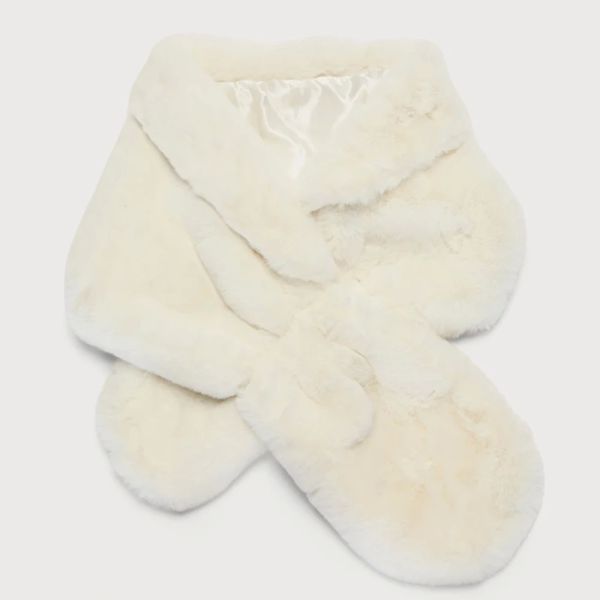 White Faux Fur Stole  Soft Plush Faux Fur Accessories