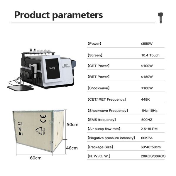 4 en 1 EMS máquina de onda de choque 448K máquina de terapia de vacío para dar forma al cuerpo