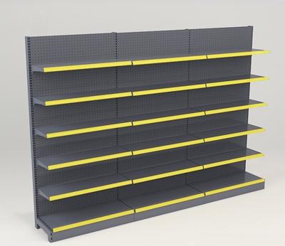 5 Tier Metal Display Rack Gondola Shelving Display Rack With Hooks For Grocery Store