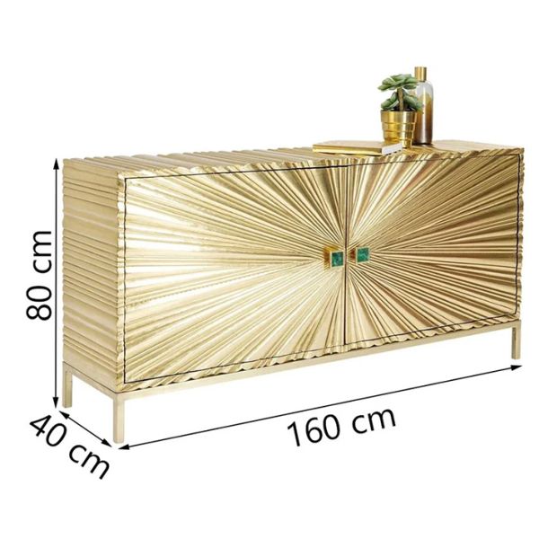 Low Wooden Mirrored Living Room Sideboard TV Stand