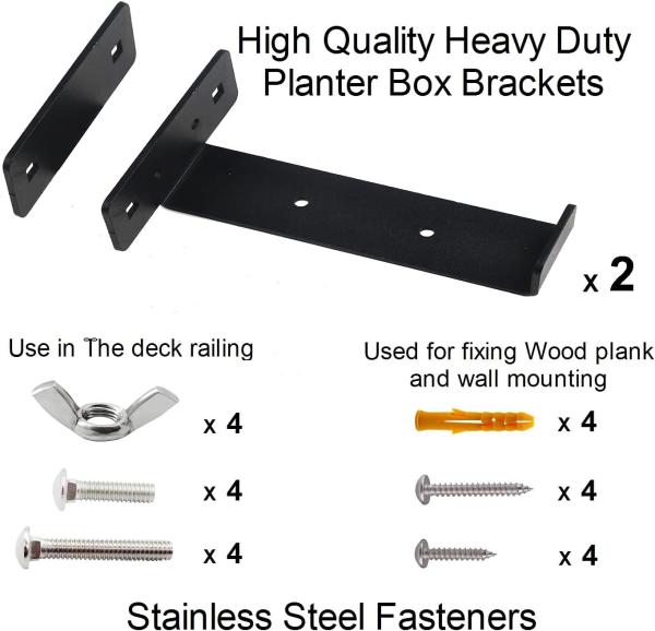 Universal Deck Mount Planter Box Brackets 6-12 polegadas ajustável para pendurar ao ar livre