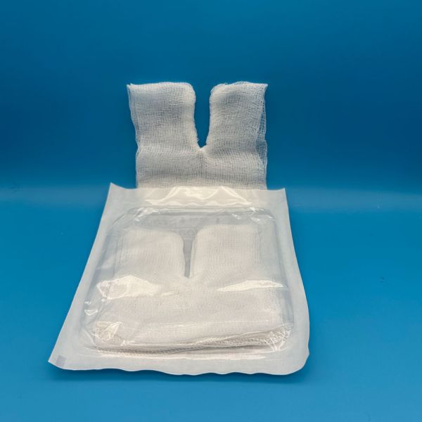 Swab de gaze absorbant médical de style Y & U avec produits de soin des plaies stériles à couture