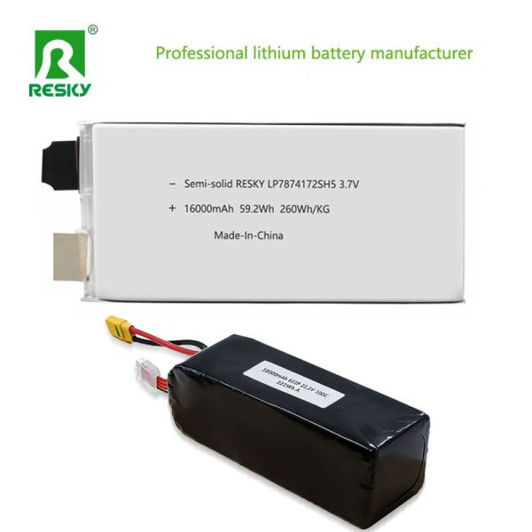 Semi-solid High Rate RC Lipo Battery 16000mAh with 260Wh/kg Energy Density and 5C Discharge for RC UAV