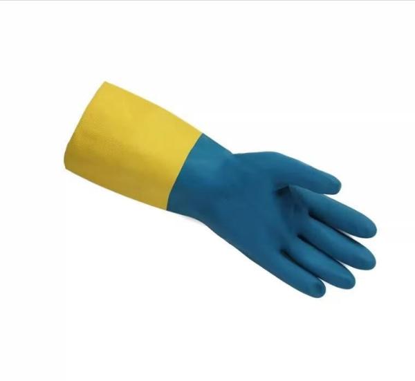 Bicolor Industrial Flock Lined Household Gloves Neoprene Gloves Chemical Resistance