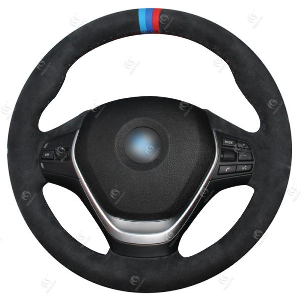 Custom Black Suede Steering Wheel Cover for BMW 3 Series F30 F34 Gran 2 Series F22 Coupe F23 4 Series F32 F36 F20