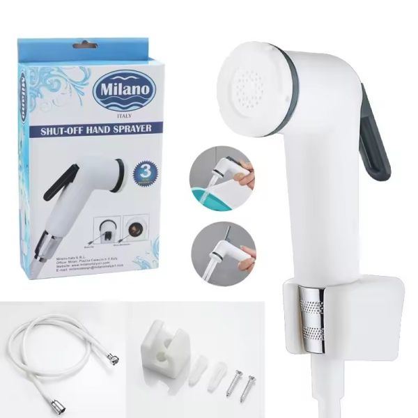 Effortlessly Keep Your Body Clean with White ABS Bidet Spray and Self-cleaning Nozzle