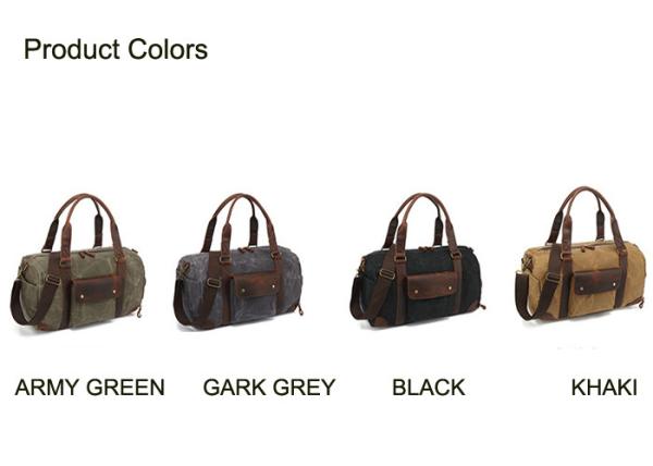 Large Polyester Lining Carry On Weekender Bag Waxed Canvas Duffel Tote Bag