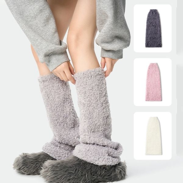 Fluffy Loose Knit Women Leg Warmers For Yoga And Casual Wear