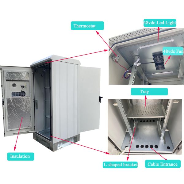 37U 40U Outdoor Telecom Cabinet , 19 Inch Rack Outdoor Battery Enclosure