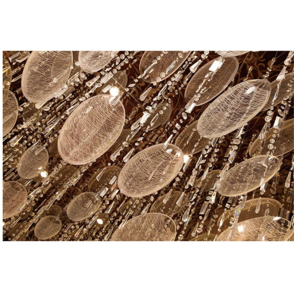 Customized Oval Crystal Chain Glass Villa Hotel Lobby Chandelier Large Hotel Project Crystal Lamp Department Sand Table Club Hall Glass Creative Lobby Project Lighting