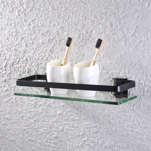 Single Layer Bathroom Towel Rack Rectangular Bathroom Glass Shelf Showe Cosmetic Holder