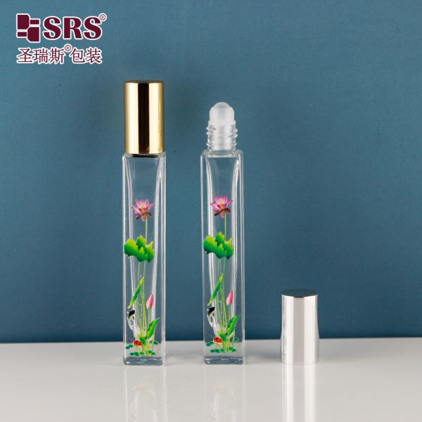GB2 Square Luxury Leak Proof Paint Color Empty Glass Roll On Bottle For Essential Oil