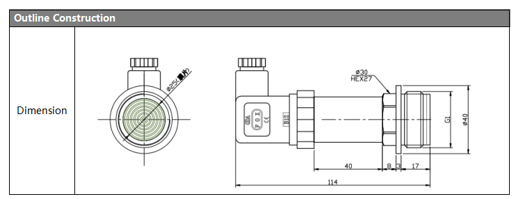 G1  Flush Diaphragm Pressure Transducer Silicon Pressure Sensor