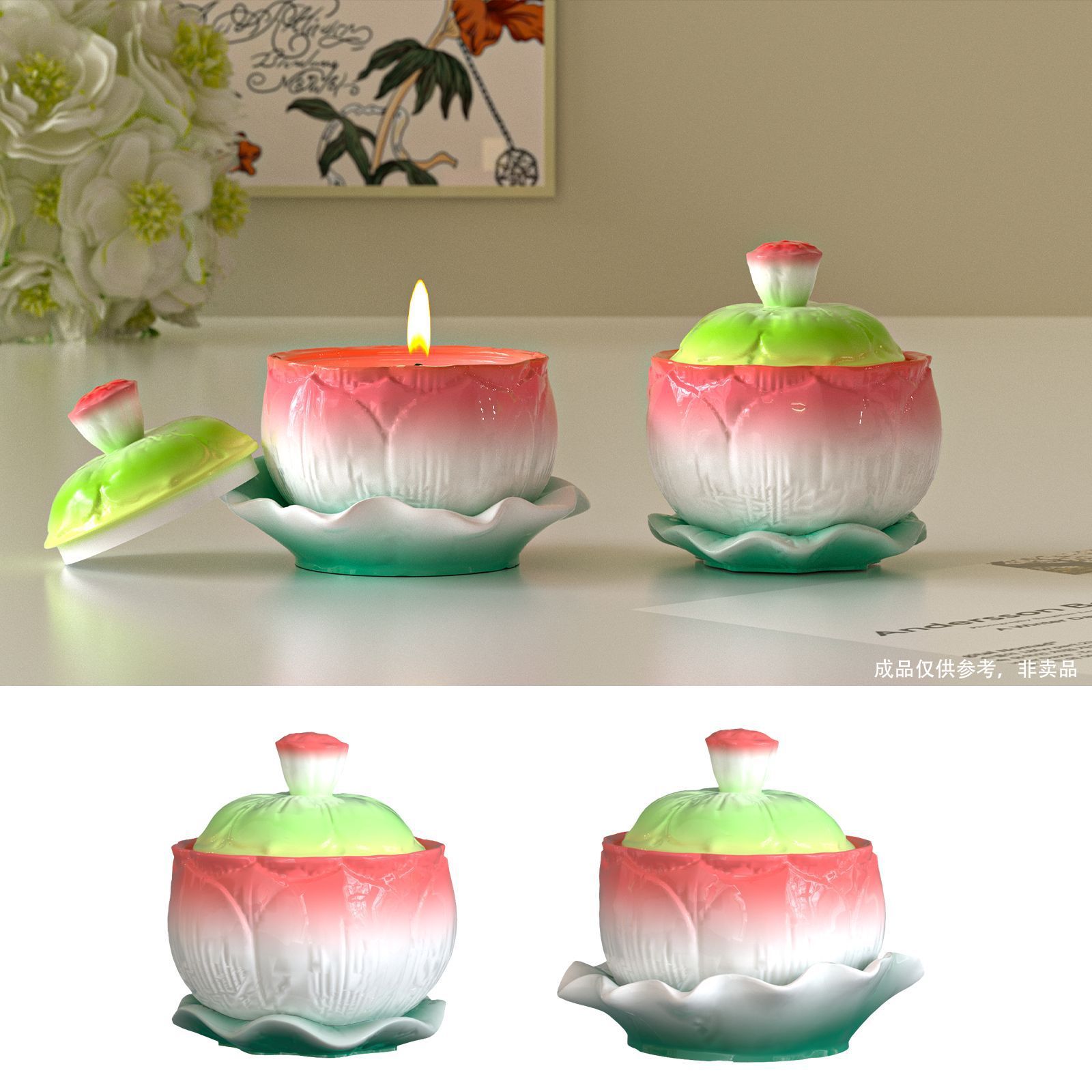 DIY Aromatherapy Gypsum Lotus Leaf Plate Base Tray Lotus Storage Can Candle Cup Silicone Mold