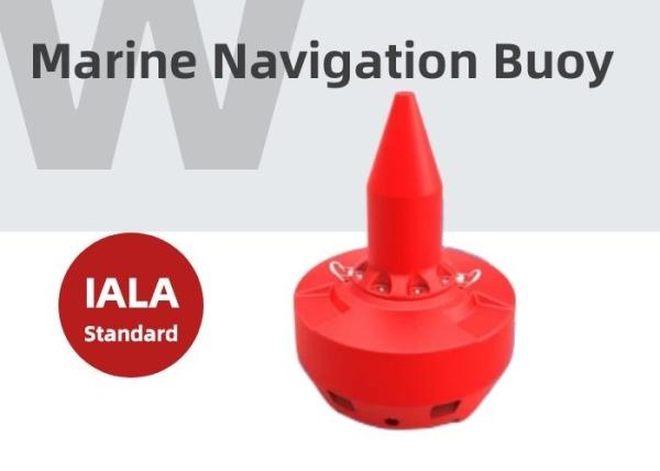 Marine Aids To Navigation Red e oceano verde das boias que monitoram boias