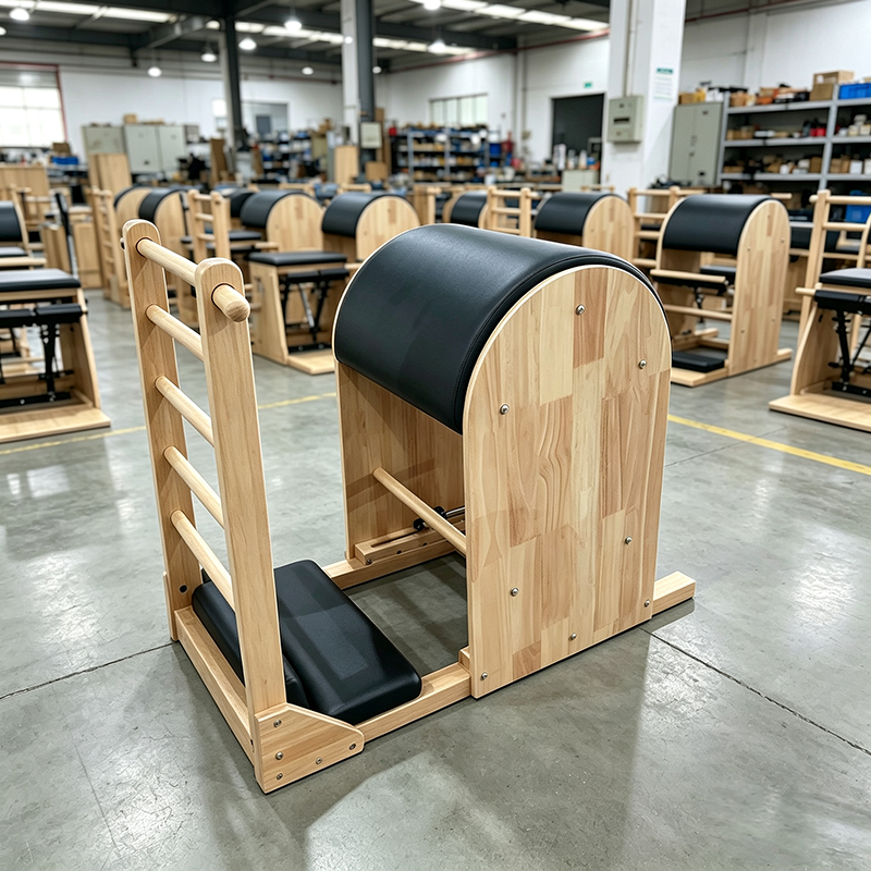 ODM Professional Pilates step Barrel Reformer Ladder Solid Rubber Wood Frame