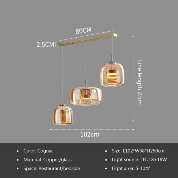 Nordic Glass Led Pendant Light Light Luxury Smoke Grey Hanging Light（WH-AP-677）
