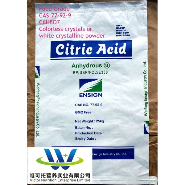 Paper Packaging Material High Purity Anhydrous Citric Acid for Cosmetic Production