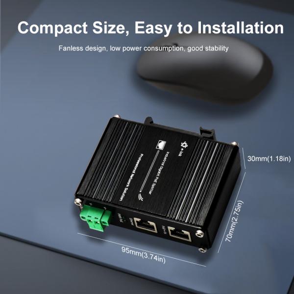 Trilho Din 802.3 Bt PoE Divisor Industrial 10 100 1000Mbps 12VDC 36W Saída