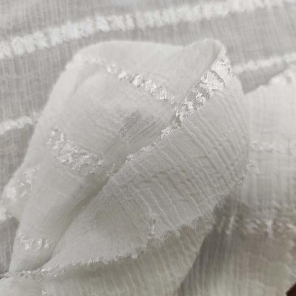 Nano Wrinkle Cross Stripe Jacquard 100% Polyester Chiffon Fabric Sun Protection