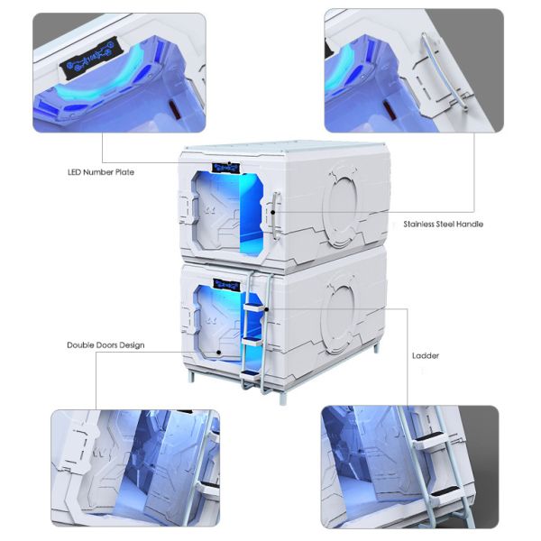 Hostel Vertical Soundproof Capsule Bed Science Fiction Stainless Steel Hand