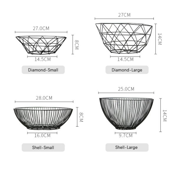 Electro Plating Wire Basket Metal Fruit Container Iron Vegetable Bowl Nordic Style