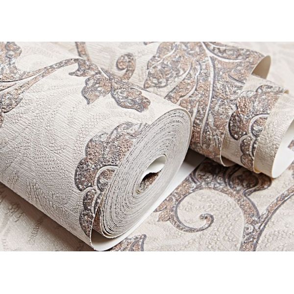 Waterproof Vinyl Country Style Wallpaper with Floral Pattern for Bedroom