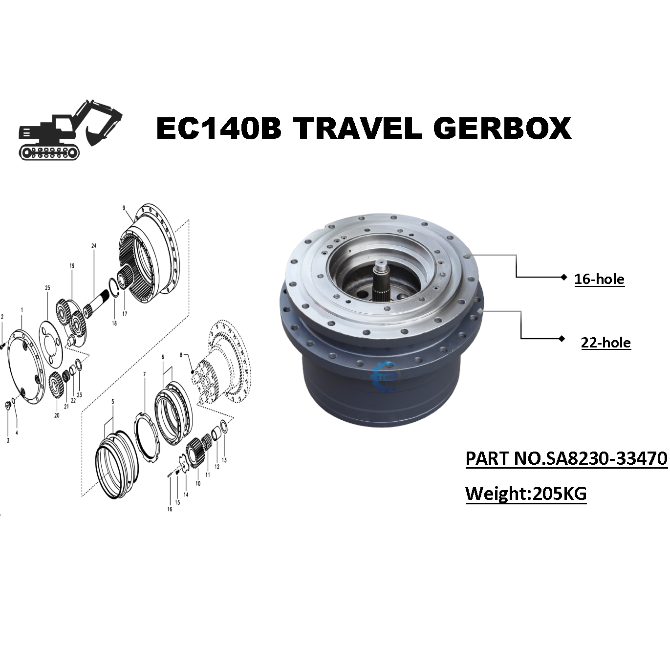 EC135B EC140 EC140B Volvo Final Drive For Excavators Travel Reduction Gear SA8230-33470