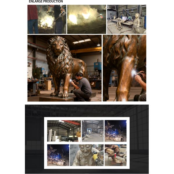 Life-Size Lion Bronze Sculpture - Modern Metal Animal Decoration for Outdoor Squares