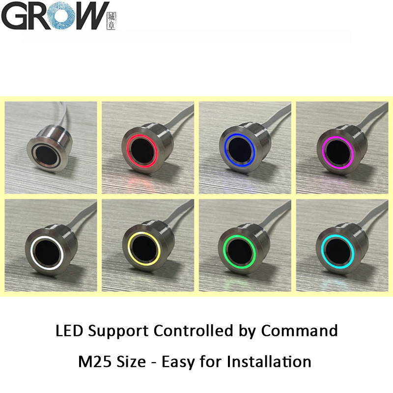 GROW R503S RGB Ring LED Control DC3.3V SH1.0-6pin 150 Кapacity Капацитивный модуль датчика отпечатков пальцев для Arduino