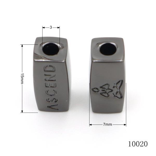 15mm Height 3mm Hole Metal Alloy Beads Gunmetal Square Metal Beads