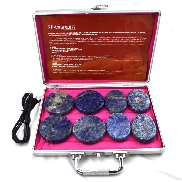 Personal Health Care Blue Soddlite 8pcs Massage Stone in Aluminum Heating Box with Heat Massage Energy Stones