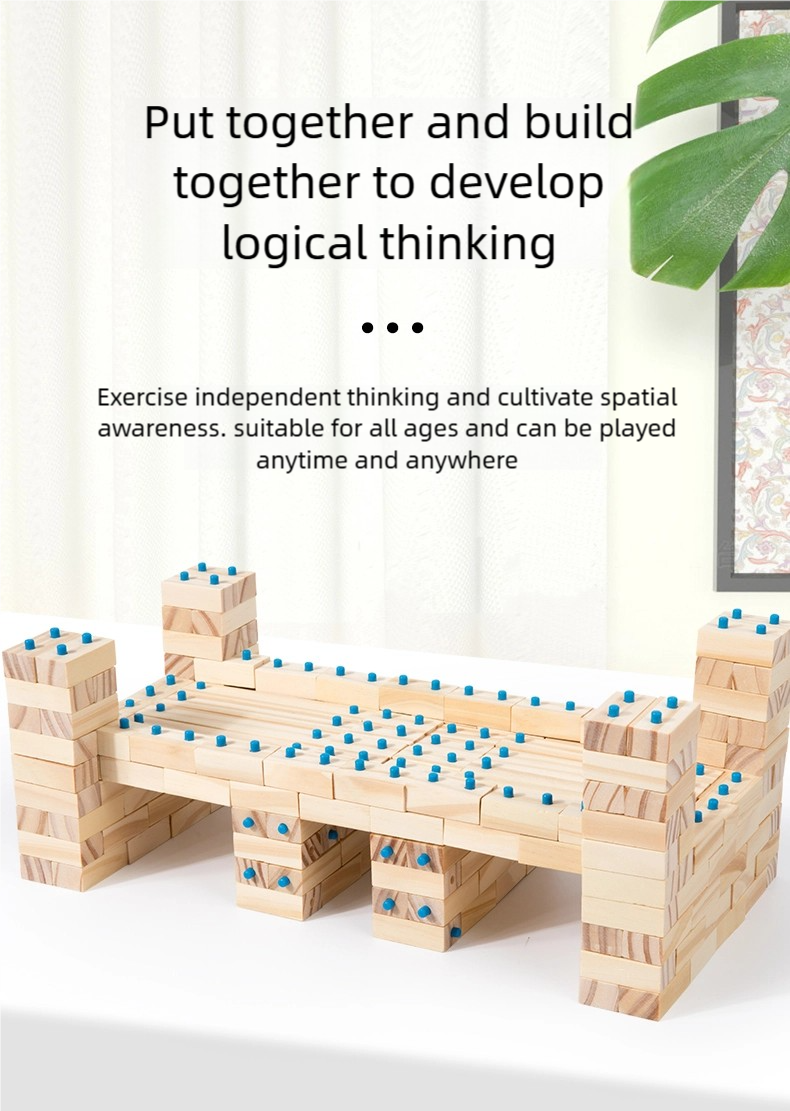 Natural Wooden Children's Early Education Creative Construction Building Bricks Block Puzzle Toys Kids Diy Assembly Set