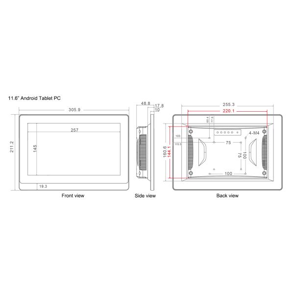 1080p Industrial Embedded Android Panel Pc 11.6 Inch 400cd/m2 With SD/SIM Card Slot
