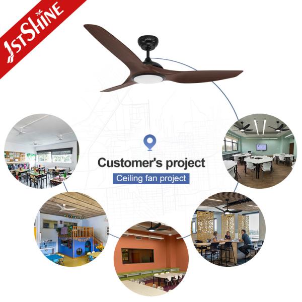 LED Ceiling Fan with 3 Color LED Light Dark Wood Grain ABS Blades Smart Remote Control