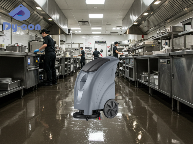 Small Floor Scrubbers For Quickly Cleaning Oily Floors In Commercial Kitchens