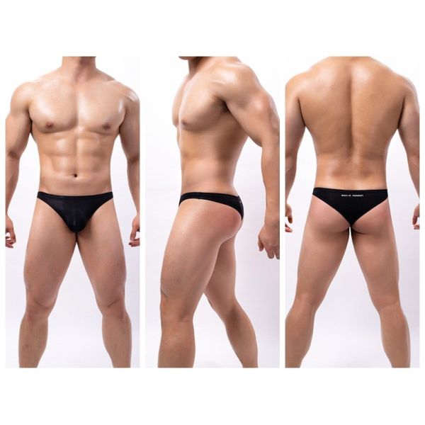Mens Briefs Underwear 3D Pouch Low Rise Sexy T Back Thong Breathable Underpants