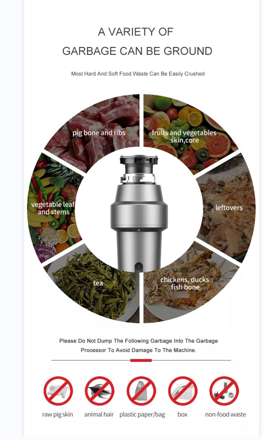 200*200*400mm Kitchen Waste Disposer 2800r/Min Anti Jamming