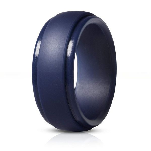 Sport Wedding Silicone Ring 8mm Step Edge Breathable For Men