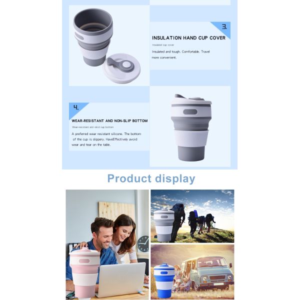 Microwavable Odorless 350ML Collapsible Silicone Coffee Cup