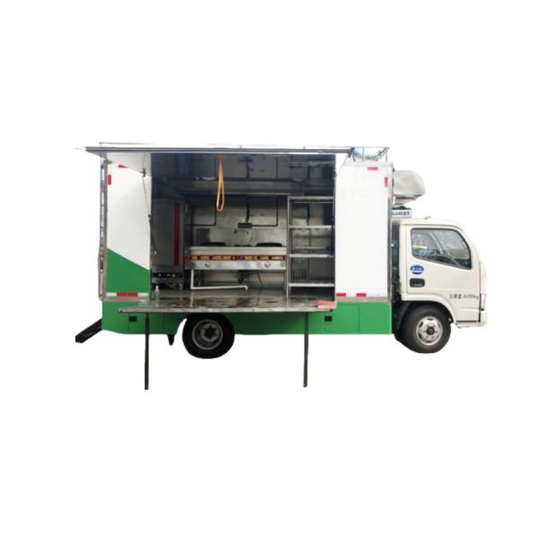 DongFeng 4.5ton  4.5-meter Double-door Stainless Steel Extended Dining Car on Both Sides Cold and Fresh Cabinet Dining Truck