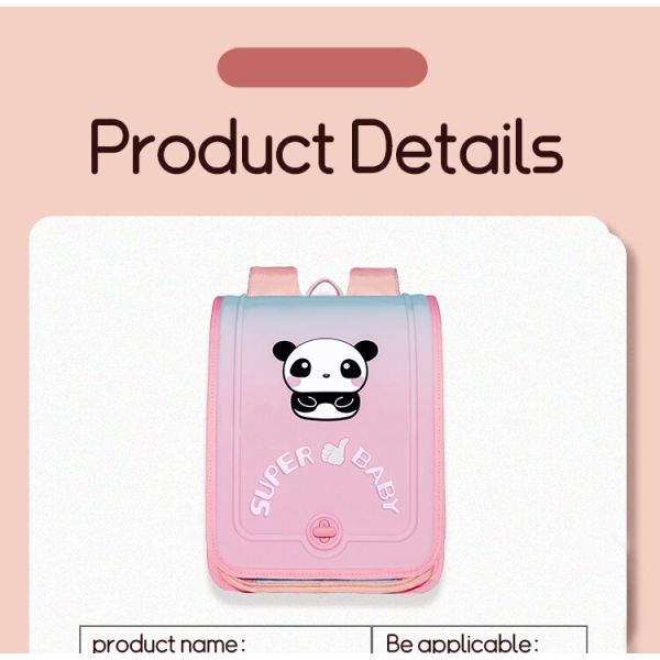 Pink Blue School Kids Backpack Zipper Pouch Waterproof Childrens Schoolbag