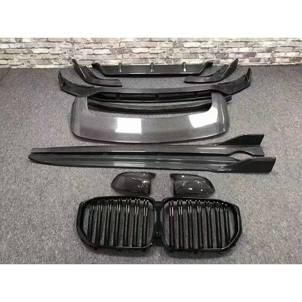 Venta caliente X5 G05 Fibra de carbono Kit de cuerpo Forbmw X5 Fibra de carbono delantera pala trasera difusor spoiler falda lateral