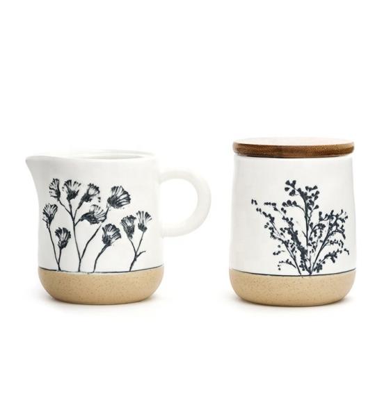 White Ceramic Creamer And Sugar Set Restaurant Brunchwith Creamer Dispenser Pitcher Sugar Bowl With Lid