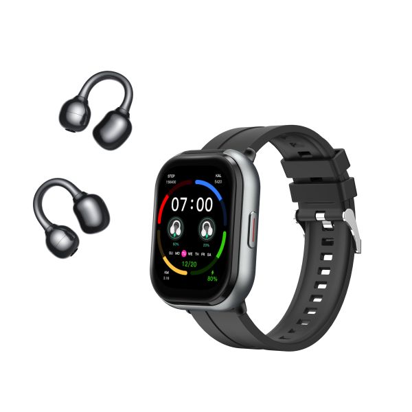 Sport Fitness Tracker SmartWatch D12 TWS 2 In 1 Smartwatch With Bluetooth Headset