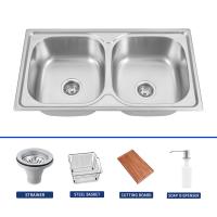 OEM 780*430 Cuve à double évier poli en acier inoxydable avec artisanat