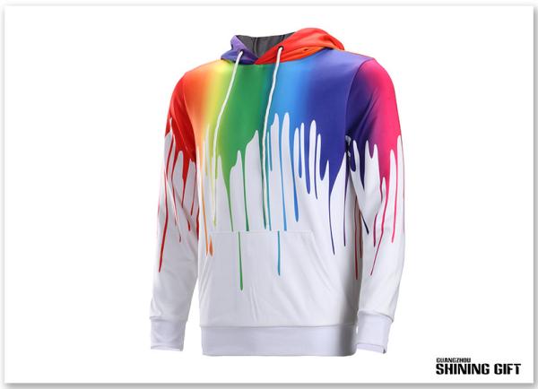 Graffiti Painting Drops Printed Long Sleeve Pockets Slim Pullover Hoodie Sweatshirt