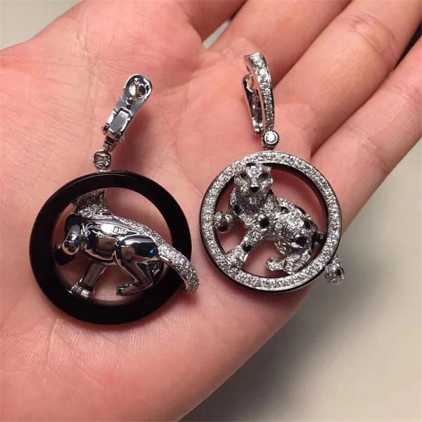 C Earrings full of diamonds leopar  white gold yellow gold rose gold diamond earring  Jewelry factory in Shenzhen, China