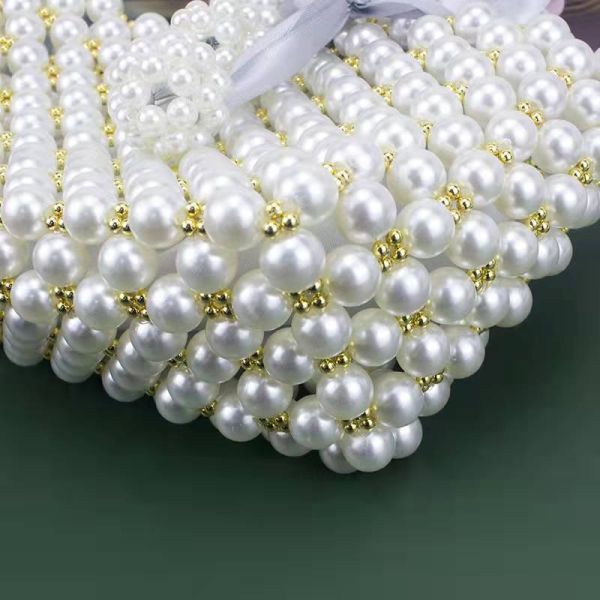 Hand Weaving Pearl Beaded Handbag Fashion Crochet white silver Color OEM ODM