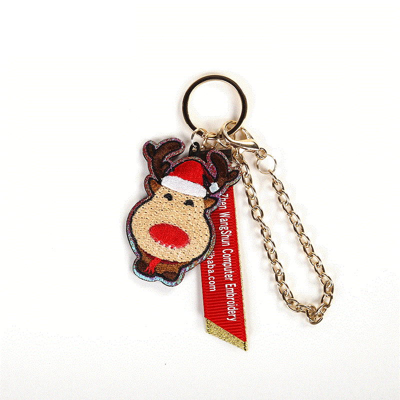 Custom Keychain Christmas Pendant Personalized Embroidered Backpack Pendant Keychain